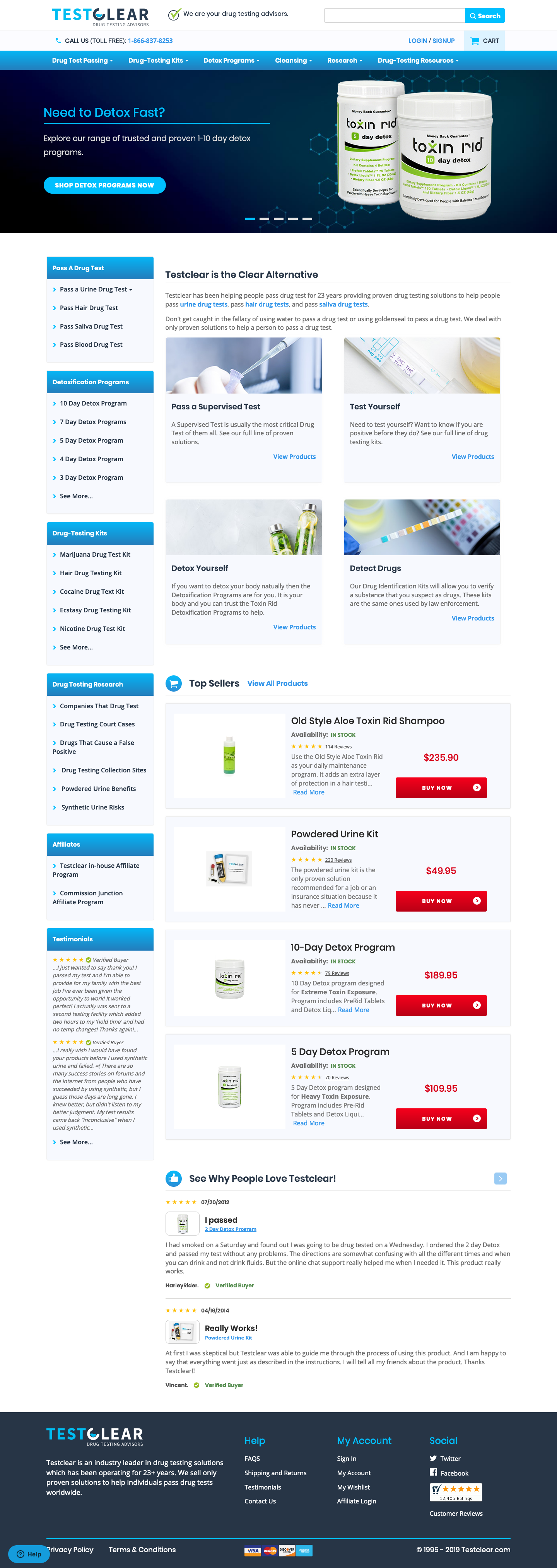 Drug terug testing website